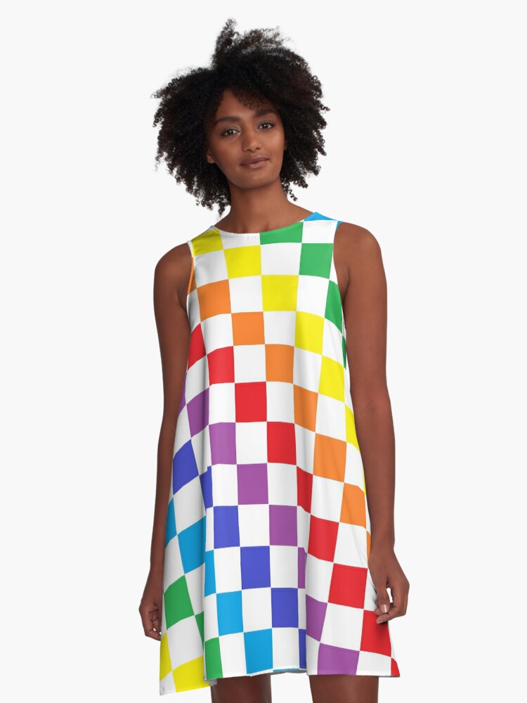 rainbow checkered dress