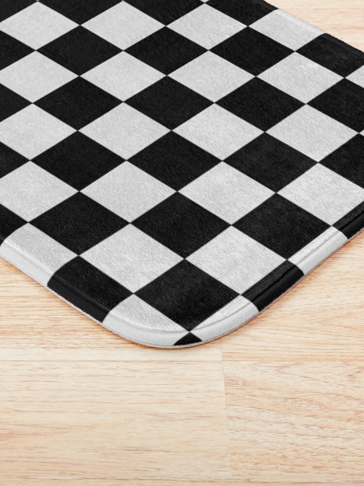 "Checkered Black and White" Bath Mat for Sale by lornakay Redbubble