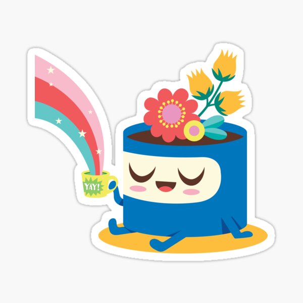 "Flower Pot Head and Magic Tea" Sticker for Sale by jsongdesign Redbubble