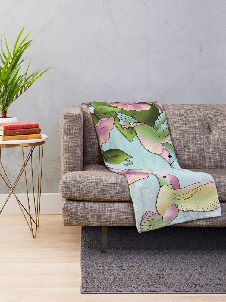 Alternate view of Hummingbird Flutterings Throw Blanket