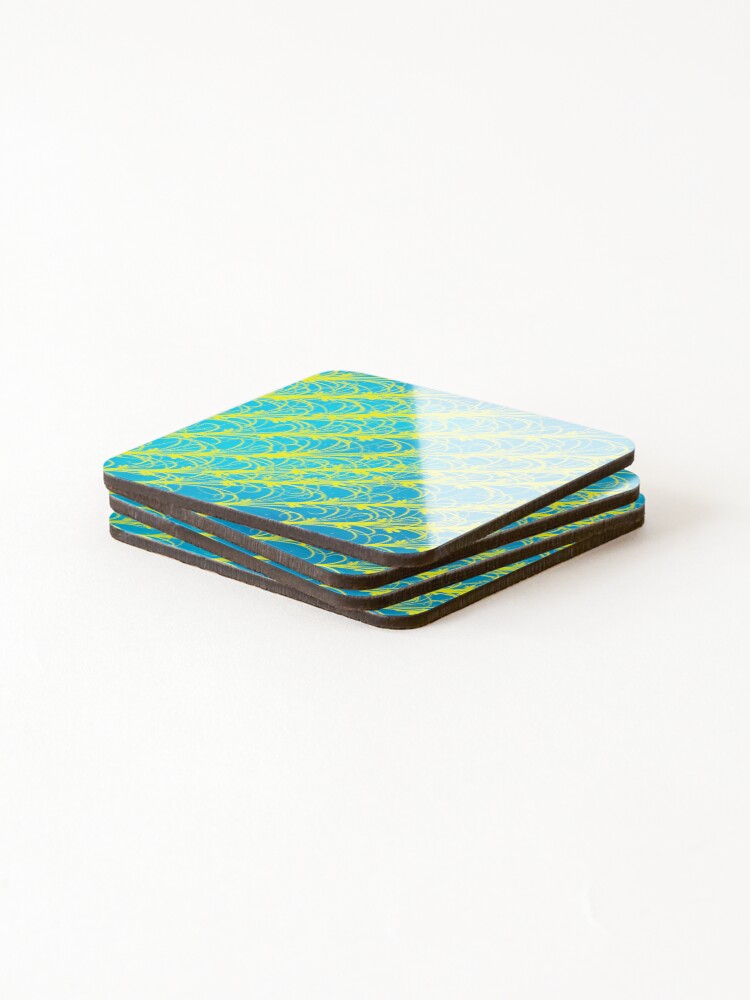Thumbnail 4 of 5, Coasters (Set of 4), Blue Gradient Abstract Swirl Pattern designed and sold by deecdee.