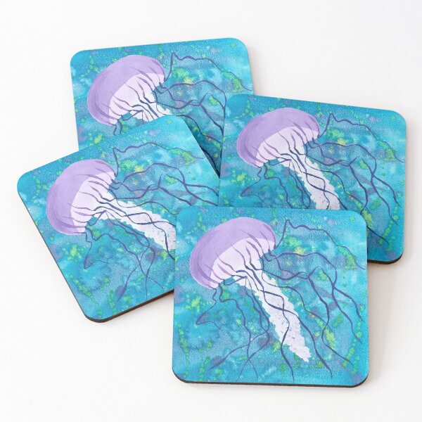 Item preview, Purple Jellyfish Floating on Aqua designed and sold by courtneyjart.
