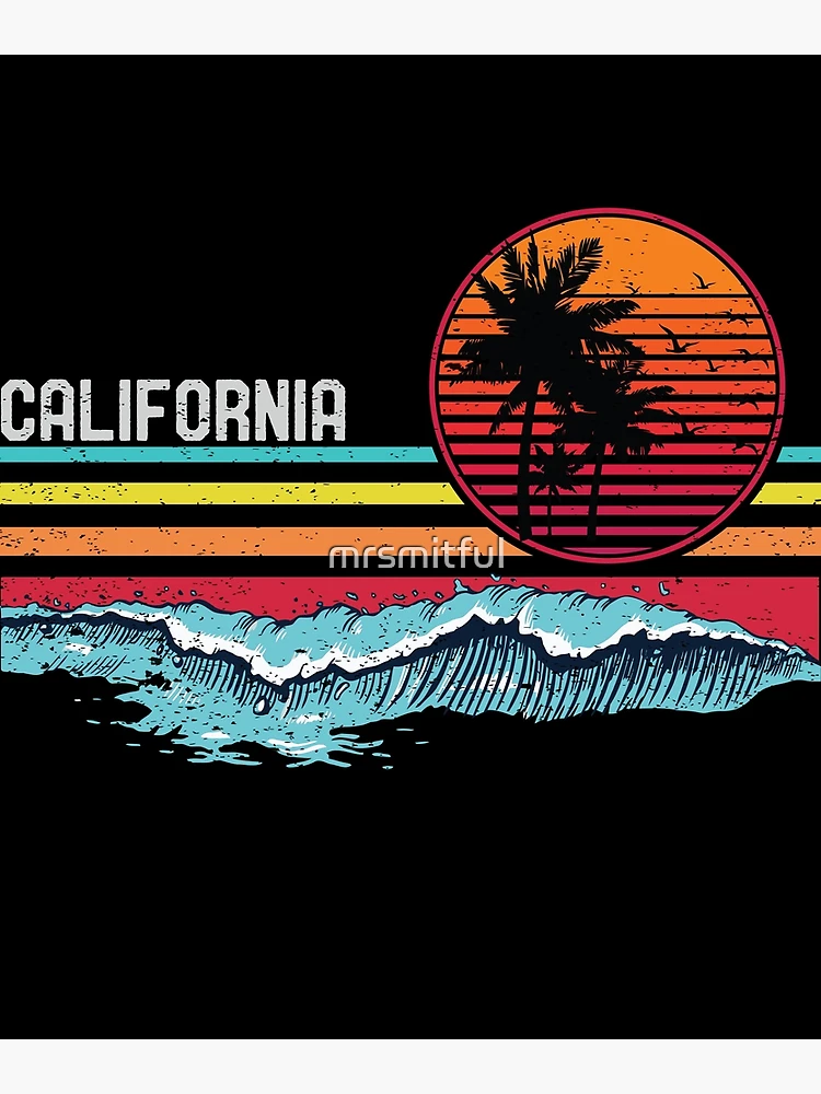 Retro California Beach Surfing Vintage Surf Wave 80s Sunset