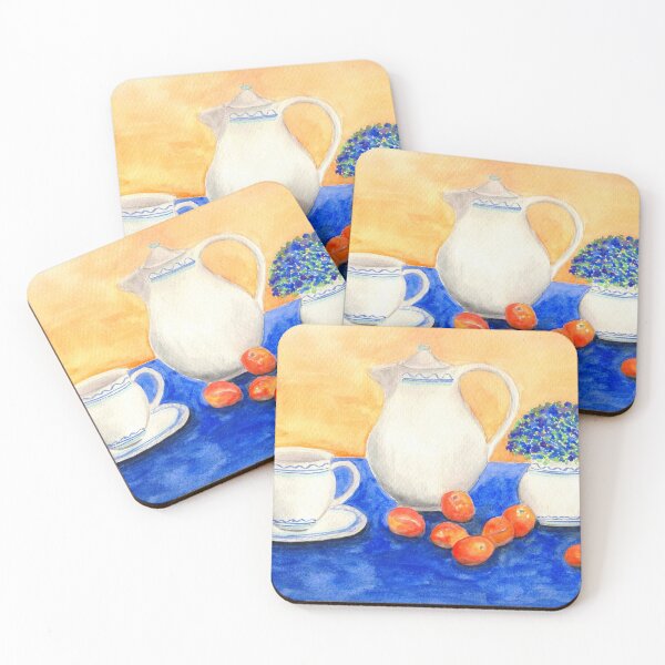 Item preview, Still Life with Coffee Set and Nectarines designed and sold by CarolineLembke.