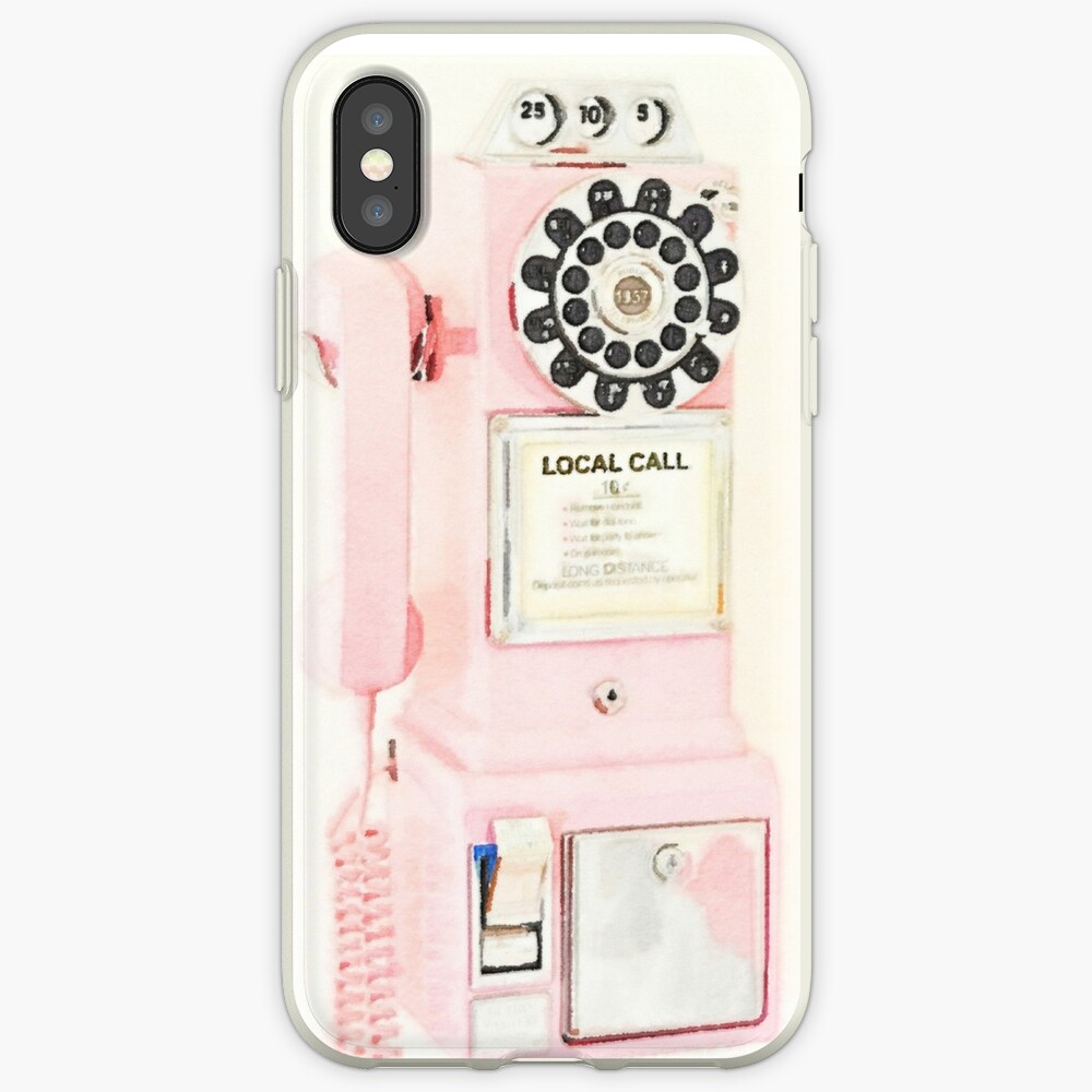 "Pink Retro Vintage Telephone" iPhone Case & Cover by ChezLorraines Redbubble