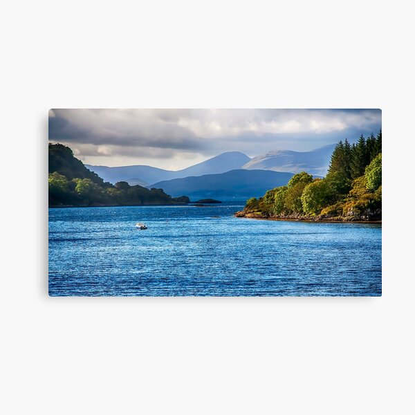 Mountain Scotland Father gift giclee print canvas blue wall art Loch na Keal Mull art Wanderlust gift Ben More Mull travel gift