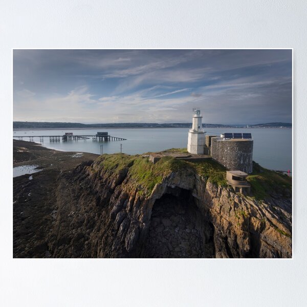 Item preview, Mumbles Lighthouse, pier and Bob's cave designed and sold by Leighton Collins.