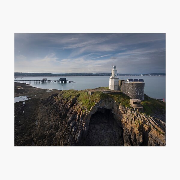 Item preview, Mumbles Lighthouse, pier and Bob's cave designed and sold by Leighton Collins.