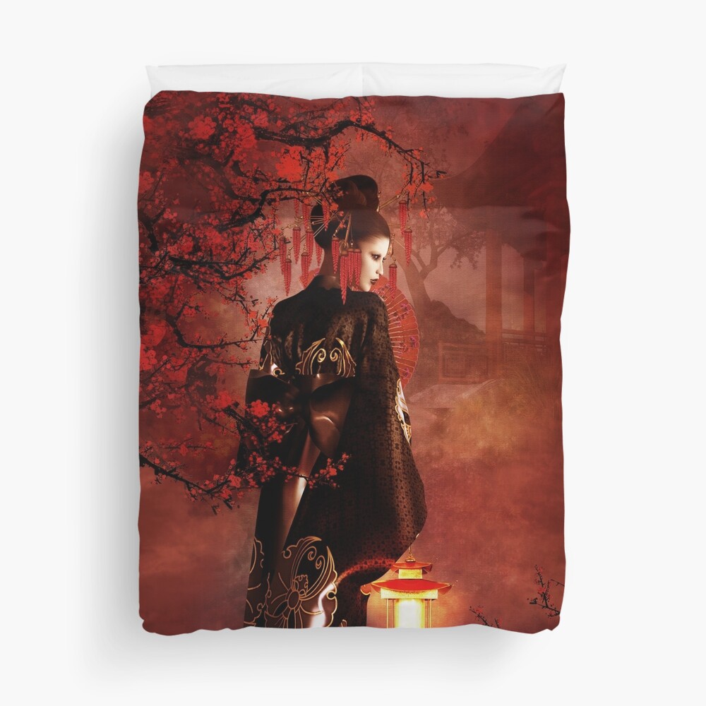 Sakura Red Duvet Cover