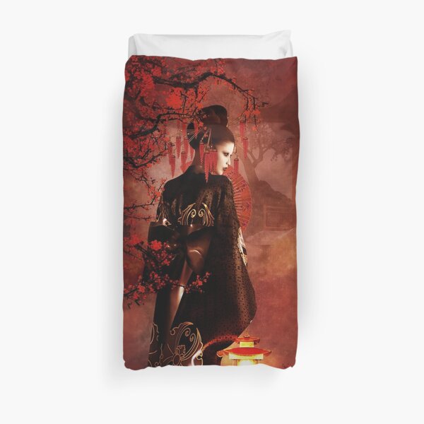 Sakura Red Duvet Cover