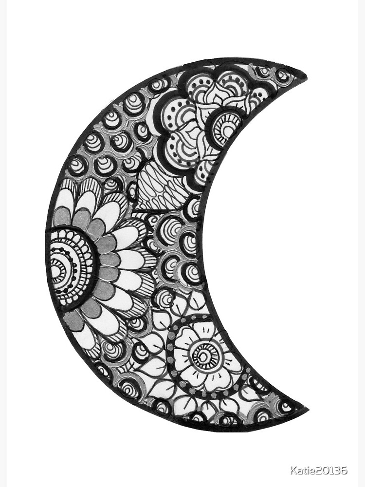 Crescent Moon Zentangle: luminous (white backround)