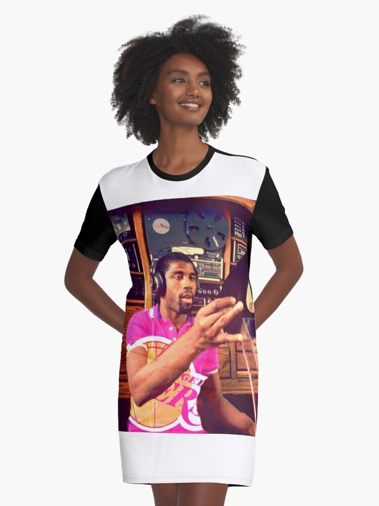 Magic Johnson DJ ing Lakers Graphic T Shirt Dress