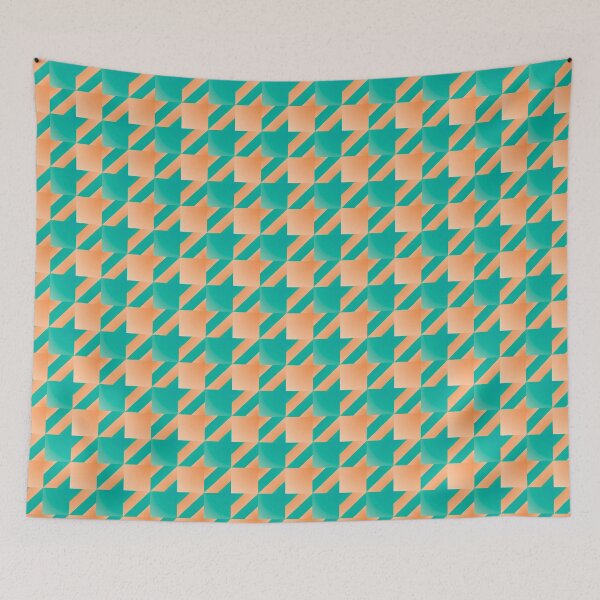 Item preview, Green and Orange in a Stylish and Contemporary Houndstooth Repeat Pattern designed and sold by Karen McFarland.