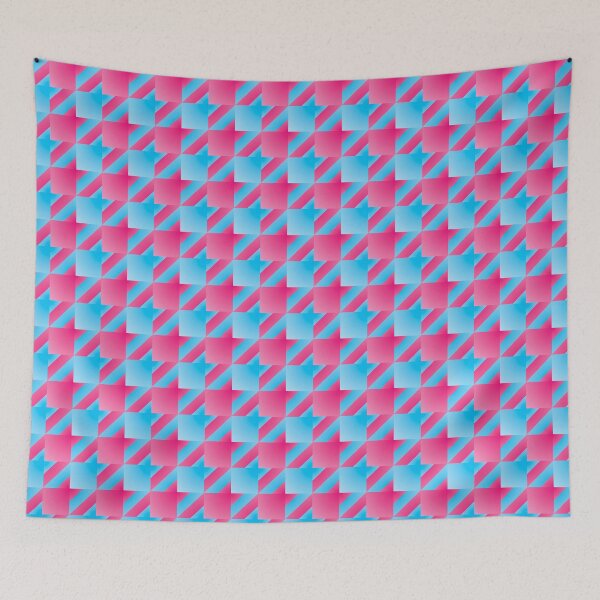 Item preview, Funky and Retro Repeat Houndstooth Pattern in Hot Pink and Blue designed and sold by Karen McFarland.
