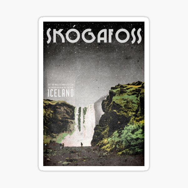 Artikel-Vorschau von Islands Skogafoss-Wasserfall, designt und verkauft von WiseLikeStudios.