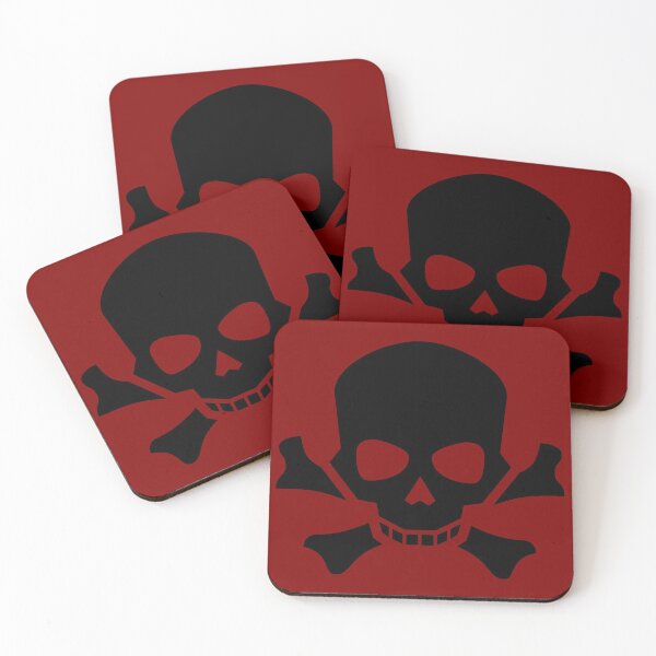 Item preview, BLACK SKULL AND CROSSBONES ON MAROON designed and sold by PetsandBeyond.