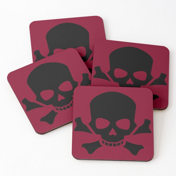Item preview, BLACK SKULL AND CROSSBONES ON BURGUNDY designed and sold by PetsandBeyond.