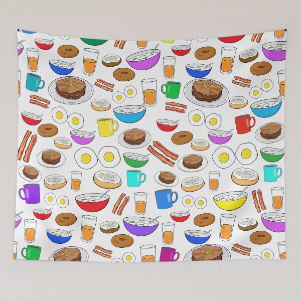 Item preview, Colorful Breakfast Items Pattern Illustrations designed and sold by judgeart.