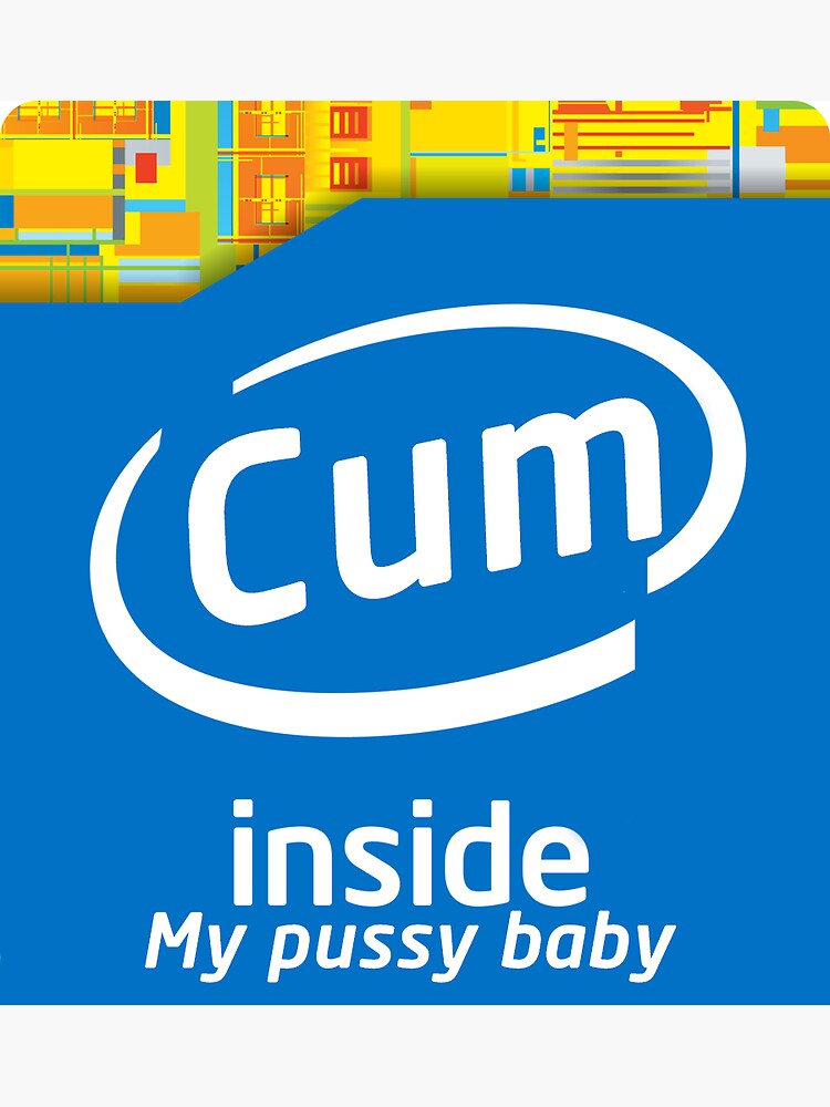 Pegatina "Cum Inside Funny Meme Parody Intel Logo" de montyo