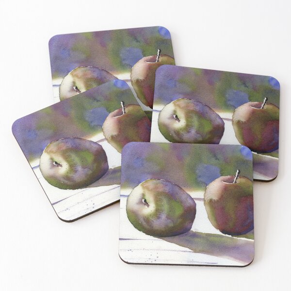 Item preview, Fine art watercolor painting of red apples on table. designed and sold by rfoxphoto.