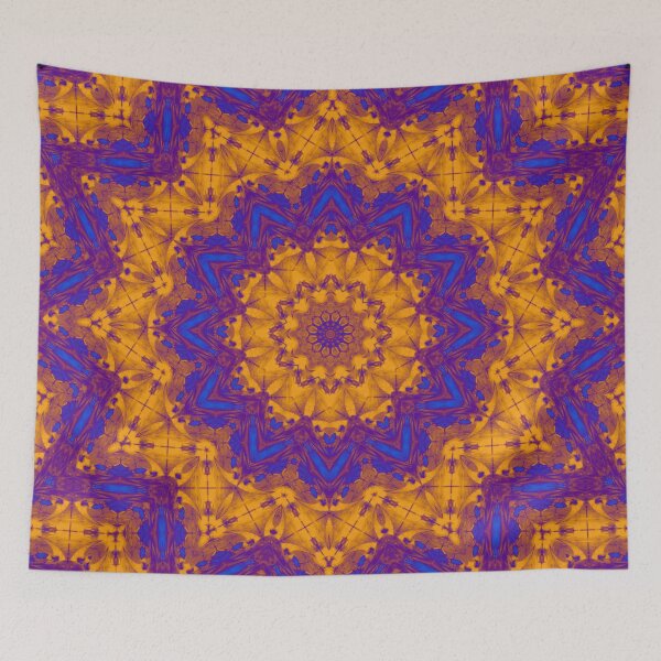 Item preview, Psychedelic mandala in orange and blue.  designed and sold by cr6zym1nd.