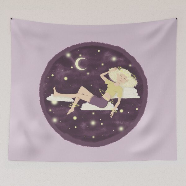 Item preview, Magical dream girl slumbering on clouds designed and sold by KillerStarMagic.