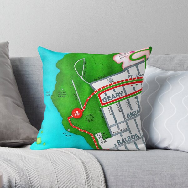 San Francisco map - Outer Richmond Throw Pillow