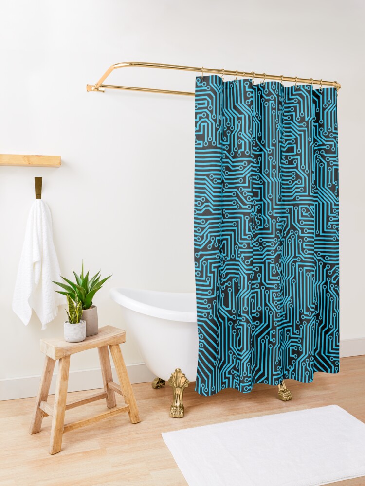 Alternate view of Reboot BLUE Shower Curtain