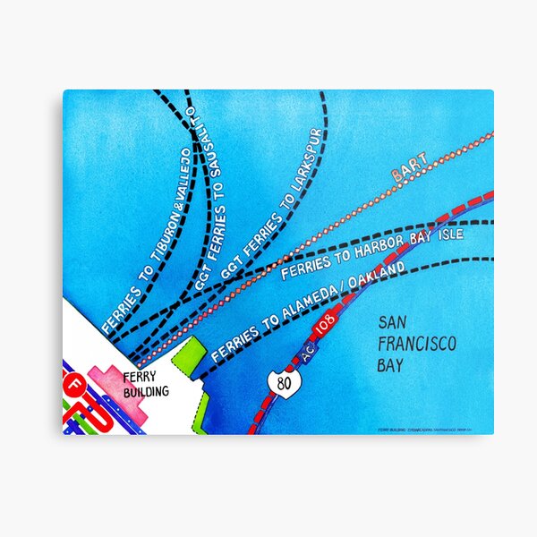 San Francisco map - Embarcadero Metal Print