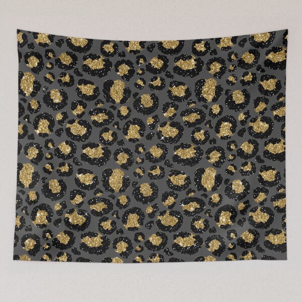 Item preview, Black and Gold Glitter Faux Cheetah Skin designed and sold by MysticMarble.