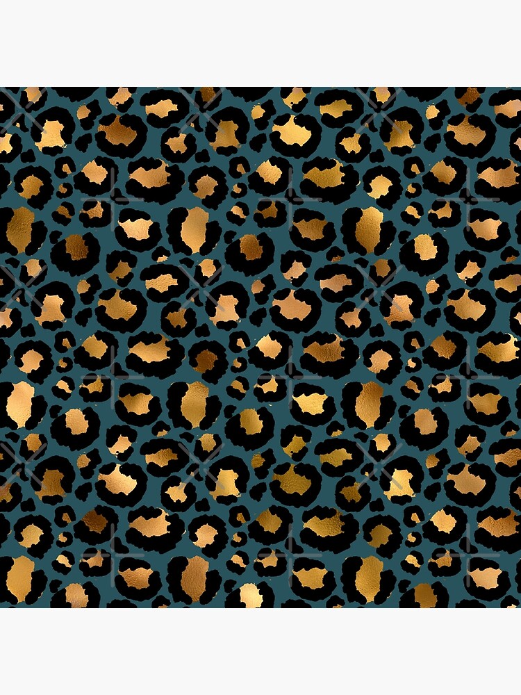 Gold and Black on Petrol Cheetah Glitter Skin by MysticMarble
