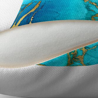 Alternate view of Teal Blue Marble and Gold Glitter Veins Throw Pillow