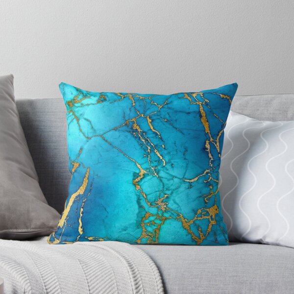 Item preview, Teal Blue Faux Marble and Gold Glitter Veins designed and sold by MysticMarble.