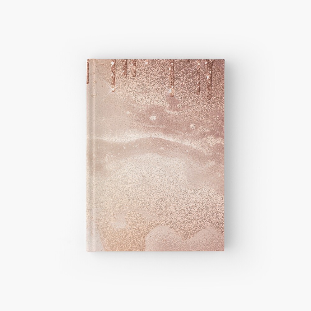 Copper Bronze Glitter Rain on Shiny Marble Hardcover Journal