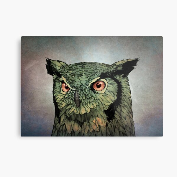 Owl - Red Eyes Metal Print