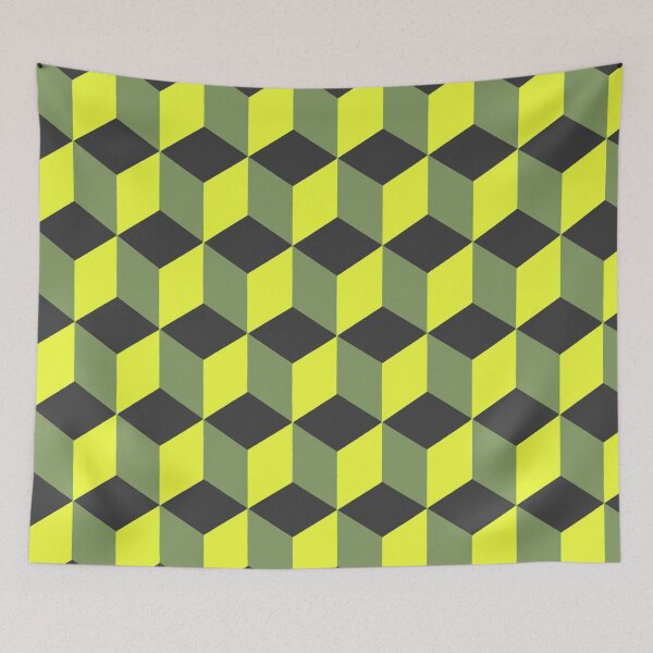 Item preview, Isometric Cube Pattern Yellow Black Grey Geometric Art designed and sold by taiche.