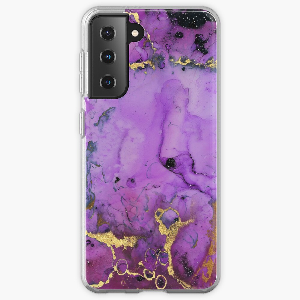 gold glitter veins on purple ink marble Case & Skin for Samsung Galaxy