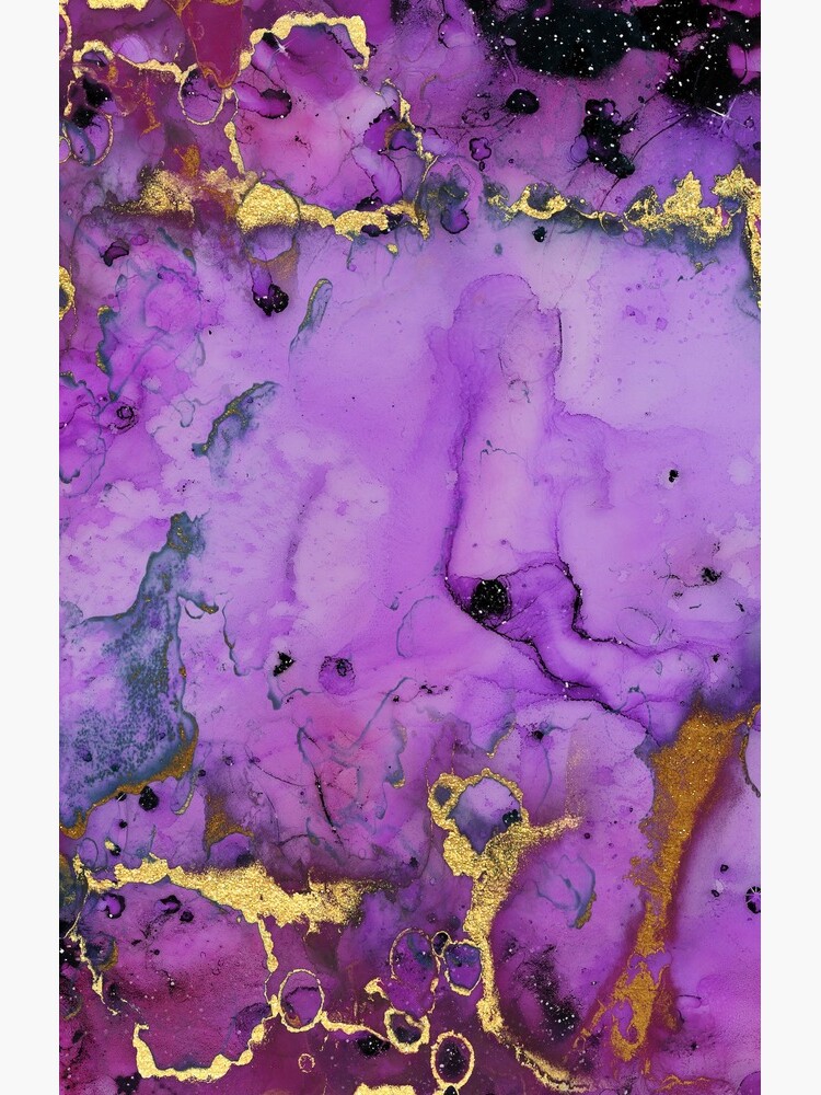 gold glitter veins on purple ink marble by MysticMarble