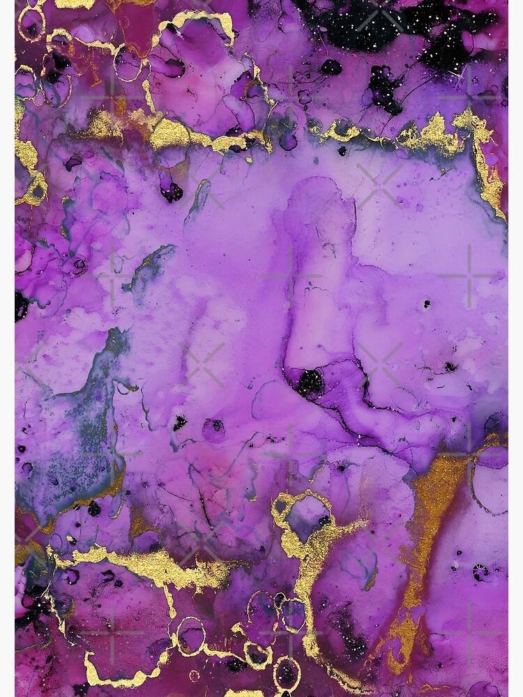gold glitter veins on purple ink marble by MysticMarble