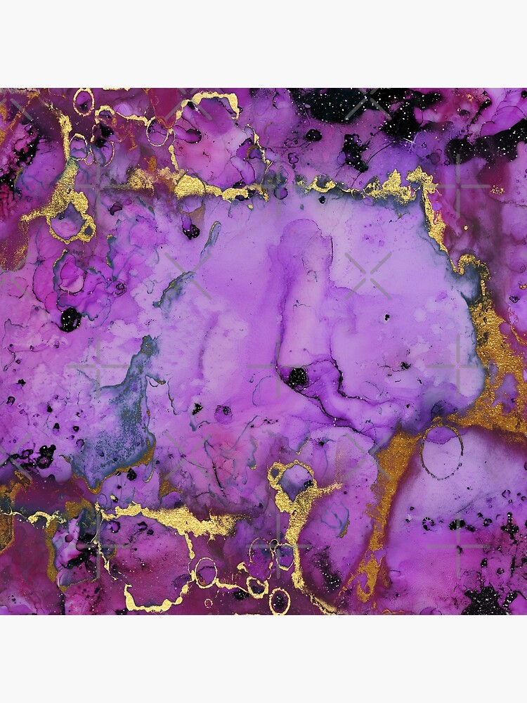 gold glitter veins on purple ink marble by MysticMarble