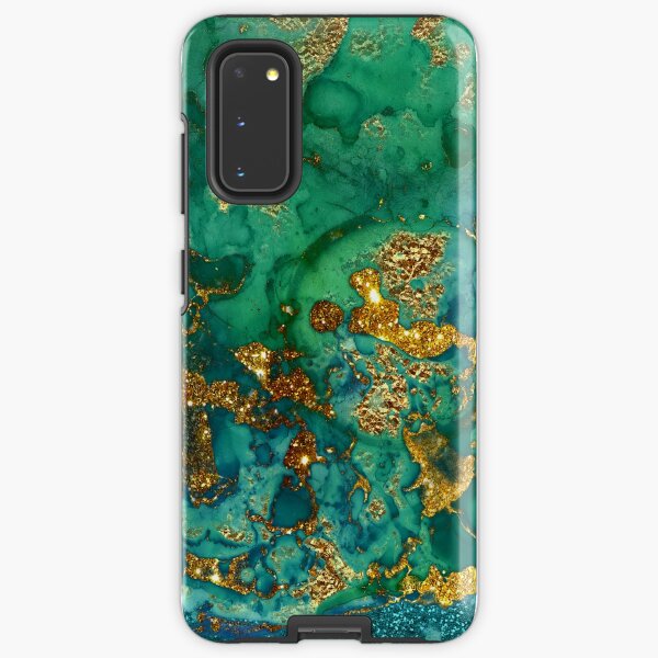 Sparkling Gold Glitter on Green and Blue marble Samsung Galaxy Tough Case