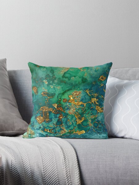 Item preview, Sparkling Gold Glitter on Green and Blue Faux marble designed and sold by MysticMarble.