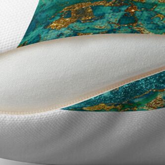 Alternate view of Sparkling Gold Glitter on Green and Blue marble Floor Pillow