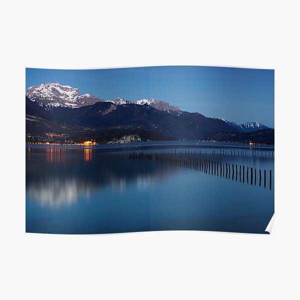 Nightfall on Annecy lake Poster