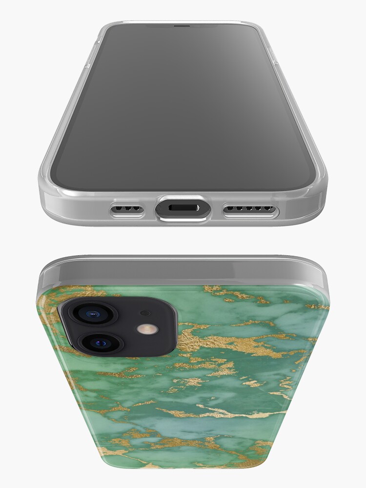 Alternate view of Gold Veined Green Luxury Marble iPhone Case & Cover