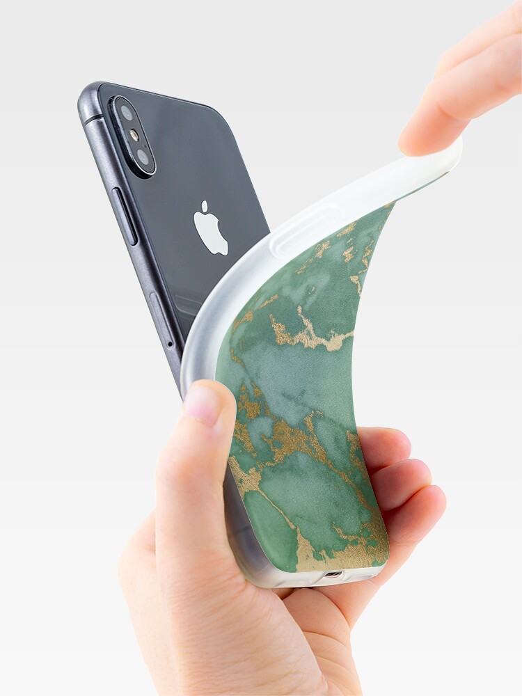 Alternate view of Gold Veined Green Luxury Marble iPhone Case & Cover