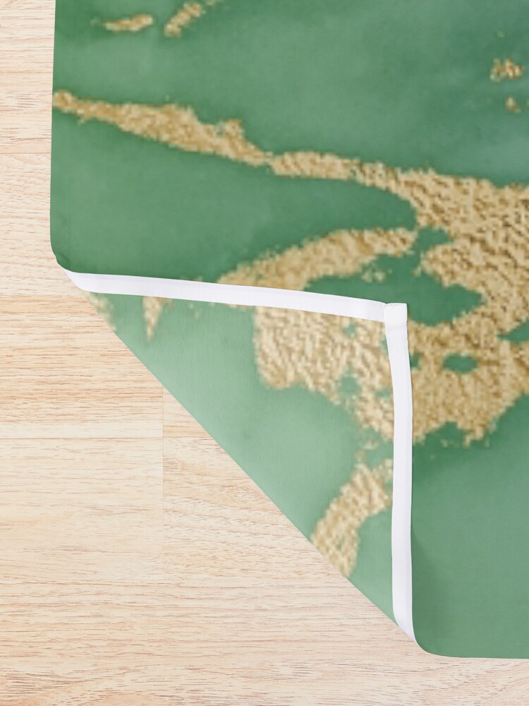 Alternate view of Gold Veined Green Luxury Marble Shower Curtain