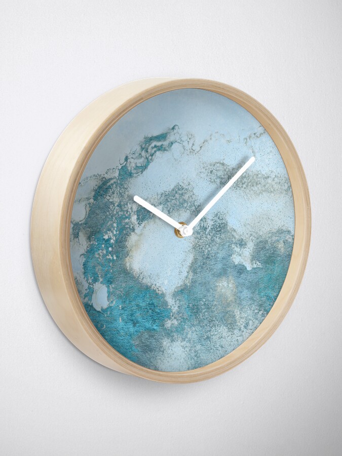 Alternate view of Ice Blue Metal Foil and Light Blue Marble Texture Clock