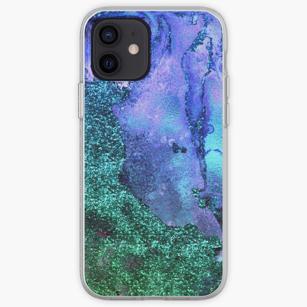 Ocean Mermaid Blue and Green Glitter on Marble iPhone Case & Cover