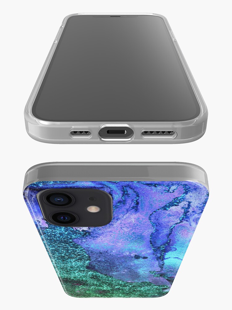 Alternate view of Ocean Mermaid Blue and Green Glitter on Marble iPhone Case & Cover